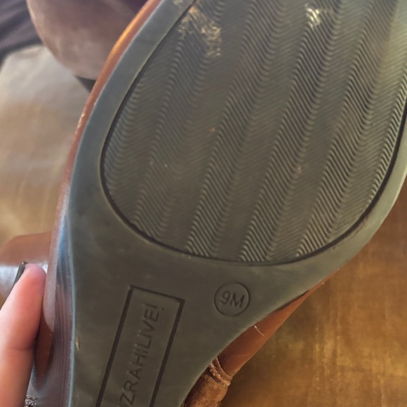 Isaac Mizrahi Tan Leather Wedge Ankle Boots - Picture 3 of 10